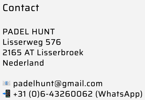 Contact Padel Hunt - De beste padel racket kopen? Vind hier de beste deals!