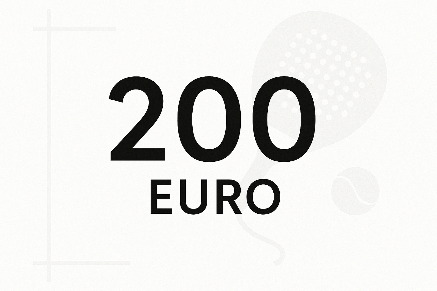 Voorbeeld van een Padel Hunt giftcard met waarde van €200