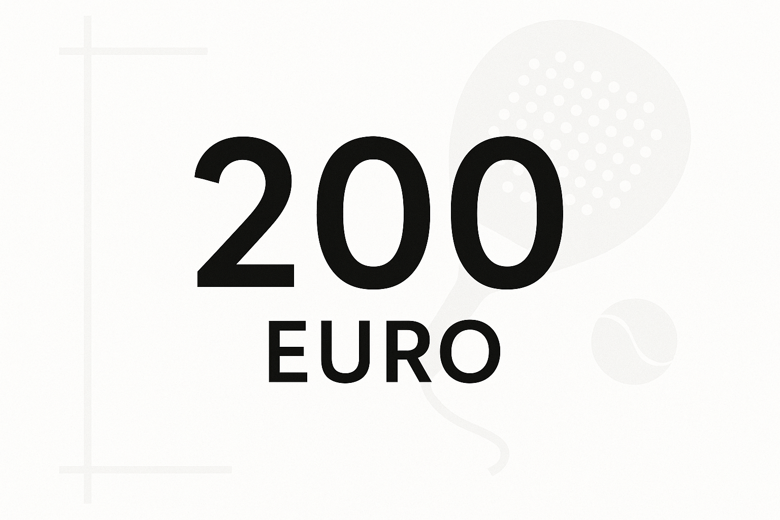 Voorbeeld van een Padel Hunt giftcard met waarde van €200
