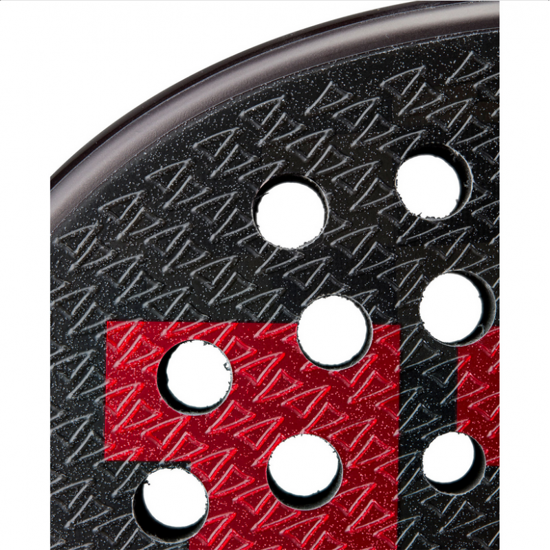 Detail van het racketblad met SpinEffect-technologie van de Wilson Bela Pro V3.0